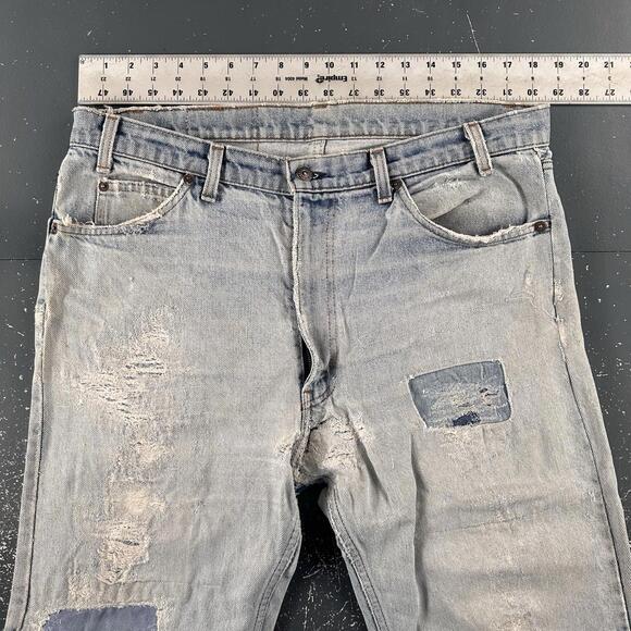VTG Levis 505 Orange Tab Jeans Men 36x31 Upcycled Thrashed Skate 90's Distressed - Picture 4 of 10